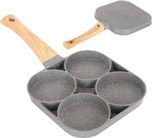 draval Egg Frying Pan Nonstick Pans 4-Cups cookware egg ,Idli plat with for Kitchen Pan Fry Pan 15 cm diameter 1 L capacity