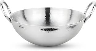 PRABHA by Prabha Kadai for Cooking | Steel Kadhai | Hammered Finished Stainless Steel Kadhai | Kadhai 14.5 cm diameter 0.5 L capacity