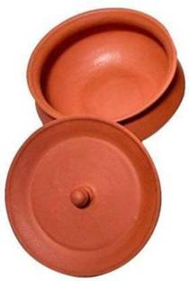 BS NATURAL Clay dhai handi in 1KG big size Tawa 17 cm diameter