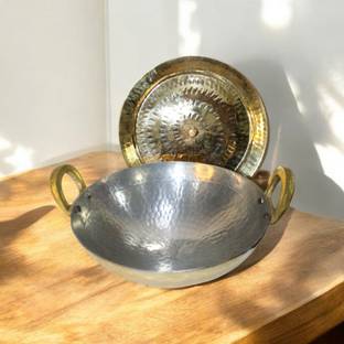 UTENSIO brasskd Kadhai 26 cm diameter with Lid 2 L capacity