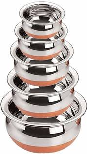RBGIIT Copper bottom steel handi set serving bowl biryani tope/pateli/bhagona Cookware Set