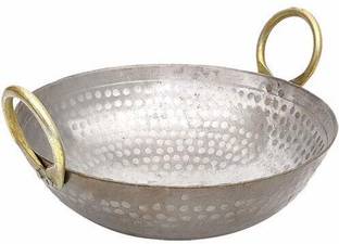 Ptr PTR Hammered Iron Kadhai with Handle– Food-Grade Iron for Healthy Cooking (2.5L) Kadhai 27 cm diameter 2.5 L capacity