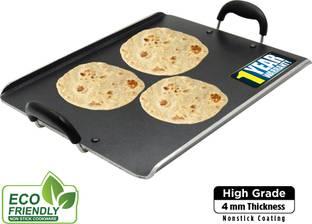 iBELL PT3833 DELUXE 4mm Non-Stick Aluminum Rectangle Roti/Pathiri Tawa with Bend Edge, Patri Pan 43.5 cm diameter 1 L capacity