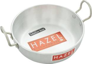 HAZEL 4 mm Aluminium Induction Base Kadai With Handle, 3600 ml, Silver. Kadhai 32 cm diameter 1 L capacity