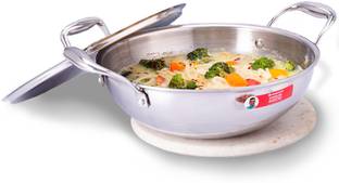 WONDERCHEF Nigella Tri-ply Kadhai 20 cm diameter with Lid 1.5 L capacity