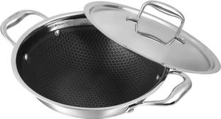 VINOD Vinod Platinum SAS Pro Extra Deep Kadai / Kadhai 24 cm diameter with Lid 3.3 L capacity