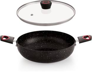 iVBOX iron-Max 24cm Heavy-Weight Kadai induction-Base Non Stick with Glass Lid Kadhai 24 cm diameter with Lid 2.5 L capacity
