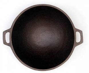 Rock Tawa Rock Tawa Cast Iron Kadhai | Pre-Seasoned | 11 Inch Kadhai 29 cm diameter 3 L capacity