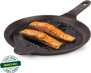The Indus Valley Super Smooth Cast Iron Shallow Fry Pan With Long Handle - 10 inch Fry Pan 25.4 cm diameter 0 L capacity
