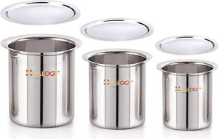 GALOOF Stainless Steel Milk Container Boiler Gunj Pot 1 L, 1.3 L, 1.7 L Tope Set with Lid 1 L, 1.3 L, 1.7 L capacity 10 cm, 11 cm, 12 cm diameter
