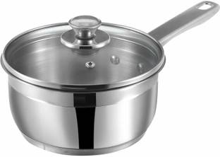 VINOD Stainless Steel Induction Friendly Two Tone Sauce Pan 18 cm diameter with Lid 2.3 L capacity
