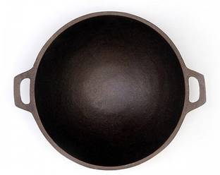 Rock Tawa Rock Tawa Cast Iron Kadhai 9 Inch (Pre-Seasoned) Kadhai 29.5 cm diameter 2 L capacity