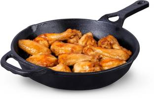 The Indus Valley Pre- Seasoned Cast Iron Fry Pan/Skillet With Long Handle - 10.3 inch Fry Pan 26.2 cm diameter 1.8 L capacity