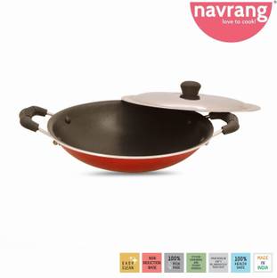 NAVRANG NONSTICK APPACHETTY WITH SS LID, NON INDUCTION,RED Appachatty with Lid 1.1 L capacity 23 cm diameter