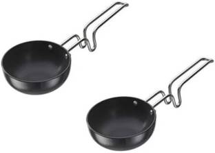 Housify Aluminum Hard Anodized Tadka Pan Vagharia with long Stainless Steel Handle Combo Tadka Pan 9.5 cm, 12.5 cm diameter 0.2 L, 0.4 L capacity