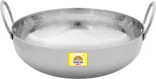 Rakesh Gold Stainless steel heavy bottom for kadhai Kitchen | Hammered steel kadhai cooking Kadhai 28 cm diameter 4 L capacity