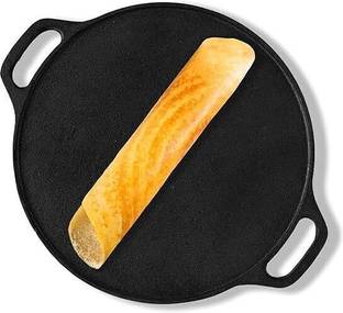 shub Smooth Dosa/Roti Tawa 12inch Pre-Seasoned cast iron Flat Pan 30.2 cm diameter 1 L capacity