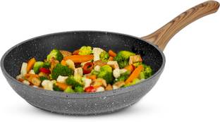 anko 32cm Wood Look Frypan, 3.5 mm Fry Pan 32 cm diameter 5.5 L capacity