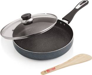 iVBOX Omega-Max 3mm Thick Frying Pan induction-Bottom Fry Pan 24 cm diameter with Lid 1.6 L capacity