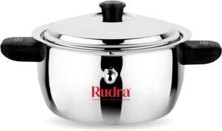 Rudra SS Stainless Steel Ideal Milk Boiler/Cooker Pot 20 cm diameter 2 L capacity with Lid