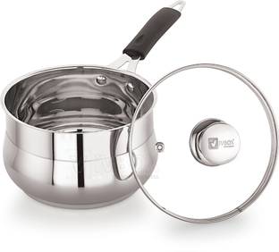 iVBOX Steel-Pro 2.2 LTR Multi T-Pan for Saucepan, Tea and Milk Pot with Glass Lid Sauce Pan 19 cm diameter with Lid 2.2 L capacity