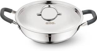 Allo Cooksafe Stainless Steel Naturally Non Stick Friendly Kadhai 24 cm diameter with Lid 2.7 L capacity