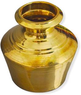 subaa Pure Brass Ghada/Water Pot/kudam/Handi (Gold) 3 L Pot 18 cm diameter 3 L capacity