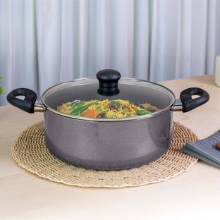 Kreme DELUXE 3mm Nonstick Induction Bottom 4.5 Litre Cook and Serve Biriyani Casserole/ Pot 255mm Pot 25.5 cm diameter 4.5 L capacity with Lid
