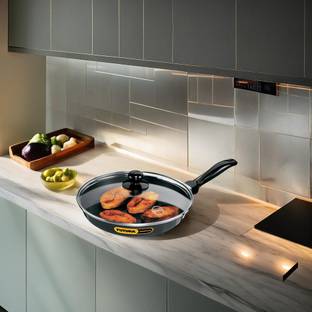 Hawkins Futura 24cm Frying Pan with Lid, Black (NF24G) Fry Pan 24 cm diameter with Lid 1.5 L capacity
