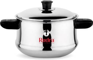Rudra SS Stainless Steel Deluxe Milk Boiler Pot 20 cm diameter 2 L capacity with Lid