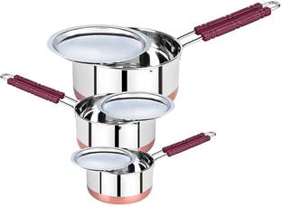 RBGIIT Sauce Pan 32 cm, 34 cm, 36 cm diameter with Lid 1 L, 1.5 L, 2 L capacity