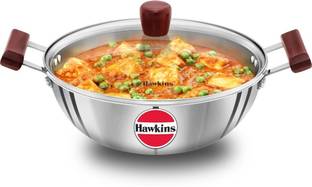 Hawkins Stainless Steel , Deep-Fry Pan Glass (SSK40G) Kadhai 28 cm diameter with Lid 4 L capacity
