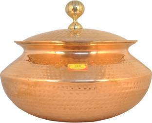 Shivshakti Arts Copper Hammered Biryani Handi Chaffing Dish Patili with Lid,Tin Lining,Cookware 15 L ढक्कन के साथ