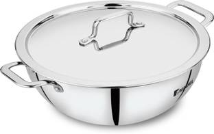 BERGNER Tripro Triply Stainless Steel Kadhai 24 cm diameter with Lid 3.1 L capacity