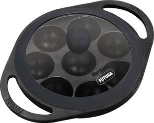 Hawkins Futura 16 cm Cast Iron Appe Pan, Paniyaram Pan with Glass Lid, Black (CIAP16G) Paniarakkal with Lid 0.2 L capacity 16 cm diameter