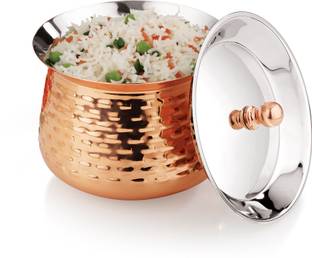 MUKTI STEEL Serving Handi, Mudhiras Golden Curry & Rice Pot - 2250ml Pot 16.5 cm diameter 2.25 L capacity with Lid