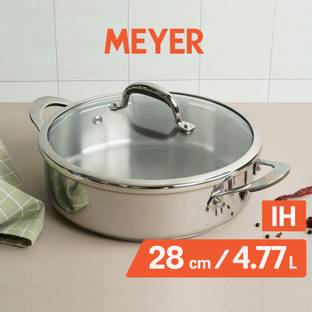 Meyer Select Stainless Steel Sauteuse 28cm (Induction & Gas Compatible) Pot 28 cm diameter 4.7 L capacity with Lid