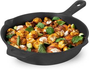 The Indus Valley Super Smooth Cast Iron Fry Pan/Skillet With Long Handle - 10 inch Fry Pan 25.4 cm diameter 1.7 L capacity
