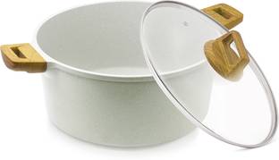 BERGNER Naturally Cast Aluminum 32cm Casserole with Glass Lid | Less Oil Use | Casserole Handi 9 L with Lid