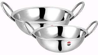Camro Round Bottom Heavy KADHAI Set of 2 (12 No/13 No.) Kadhai 23.5 cm, 25.5 cm diameter 2 L, 2.5 L capacity