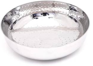RBGIIT Stainless Steel Kadai Silver- Heavy Bottom Hammered Cookware, Kitchen Kadhai/Tasla for Cooking/Deep Frying Multipurpose Kadai: Ideal for shallow and deep frying of vegetables, desserts and snacks. It can also be used as a serving piece for Curries, Daal, Biryani etc Kadhai 19 cm diameter 1.4 L capacity
