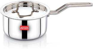 AVIAS AVI3 Triply Sauce Pan with SS lid, Induction Base, 3 Layer, Steel Casted Handles Pot 14 cm diameter 1.1 L capacity with Lid