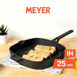 Meyer Pre-Seasoned Cast Iron Grill Pan Grill Pan 25 cm diameter 1.5 L capacity