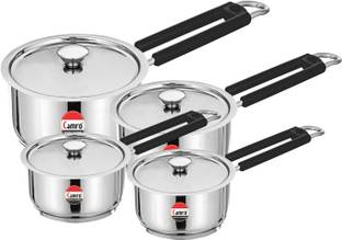Camro DEEP Sauce PAN ENCAPSULATED (1.1 LTR, 1.5 LTR, 2.3 LTR & 3 LTR)(Set of 4) Sauce Pan 16.2 cm, 17.1 cm, 19 cm, 20.5 cm diameter with Lid 1.1 L, 1.5 L, 2.1 L, 2.5 L capacity