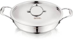 Allo Cooksafe Stainless Steel Naturally Non Stick Friendly Kadhai 18 cm diameter with Lid 1.2 L capacity