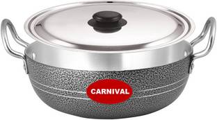 CARNIVAL Aluminium Coating Kadhai/Deep Kadhai With Stainless Steel Lid Kadhai 21 cm, 7 cm diameter with Lid 2 L capacity