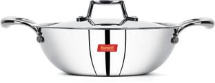 Sumeet TriStar Steel - Aluminum - Steel Kadhai 28 cm diameter with Lid 3.25 L capacity