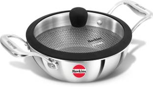 Hawkins Pro Kadhai, Shielded Nonstick Triply Deep-Fry Pan with Glass Lid (PSNK15G) Kadhai 18 cm diameter with Lid 1.5 L capacity