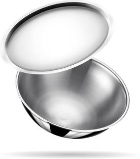Stahl Artisan Triply Stainless Steel Tasla with Lid 2 L capacity 22 cm diameter