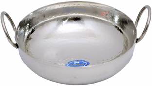 darpan Stainless Steel Deep-Fry Pan, Kadhai With Handle Kadhai 21 cm diameter 1.2 L capacity